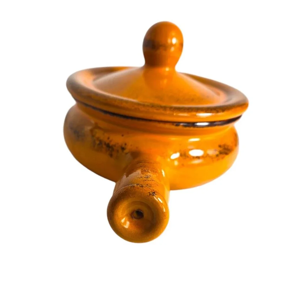 De Silva Orange Casserole Oven Safe Bowl Lid Made Italy‎ Terracotta MCM